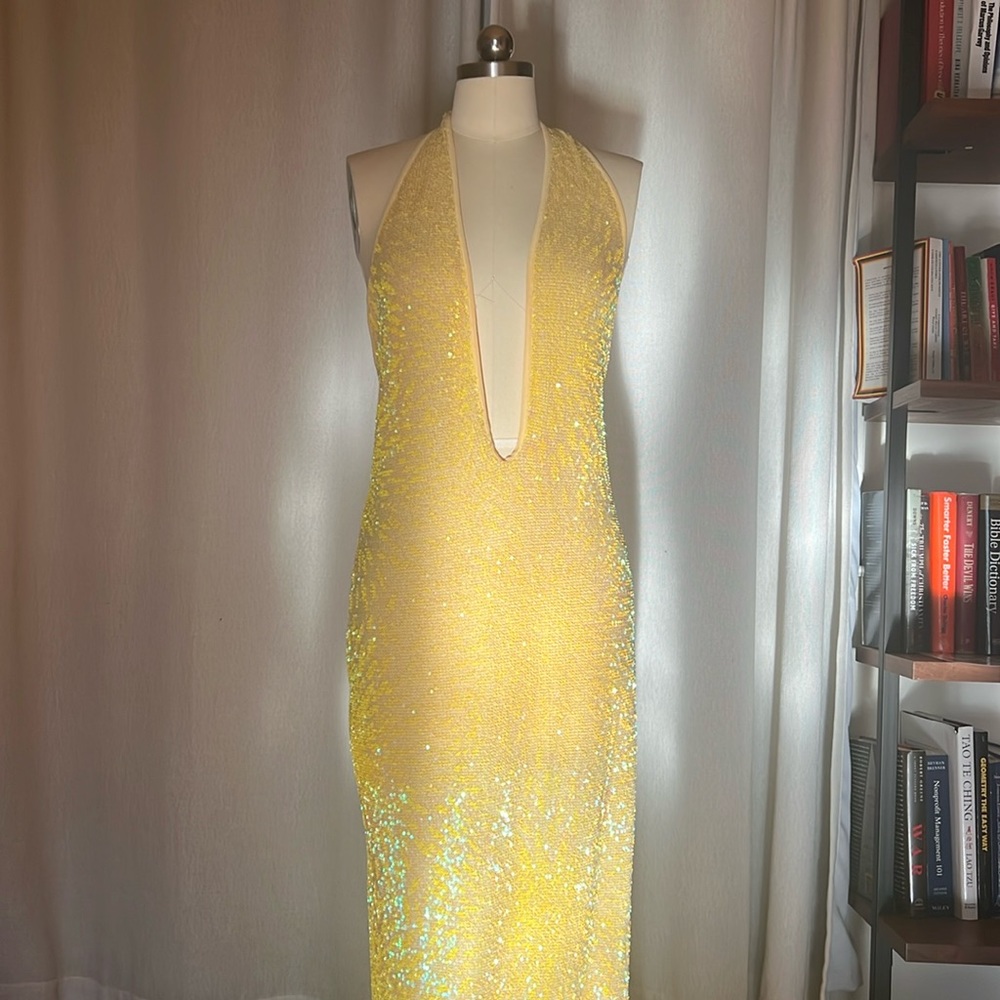 Gorgeous Yellow Sequined Gown! Price Firm